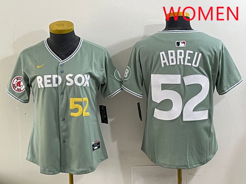 Women 2025 Boston Red Sox #52 Abreu Green Joint Name Nike MLB Jersey style 7->women mlb jersey->Women Jersey